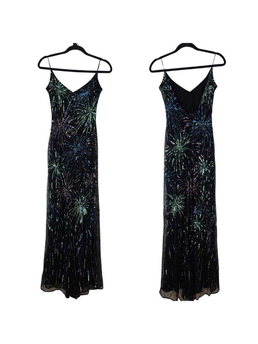 Naeem Khan Sequin Black Gown Full Length Dress Designer Women's 4-6